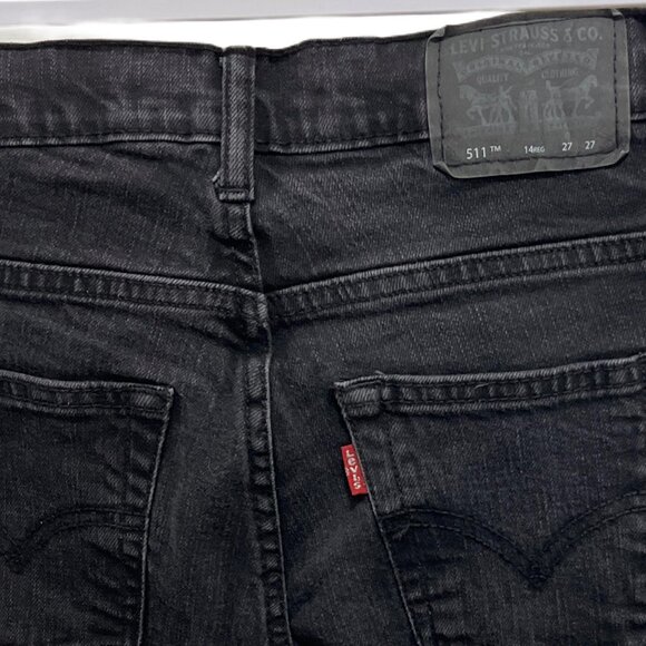 K5044 Levi's 511 Slim Y2K Straight Leg Black Denim Jeans Sz.14 Boys - Picture 2 of 3